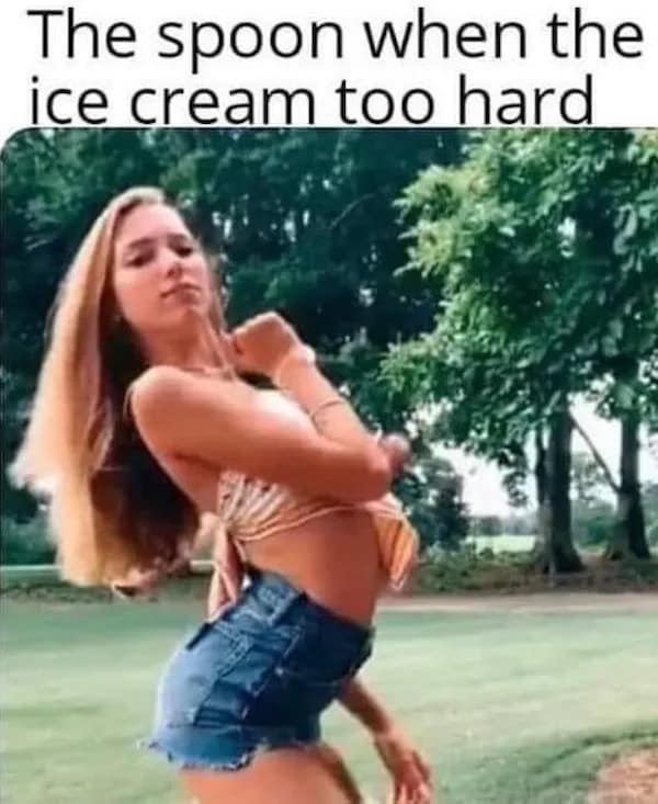 The spoon when the ice cream too hard
