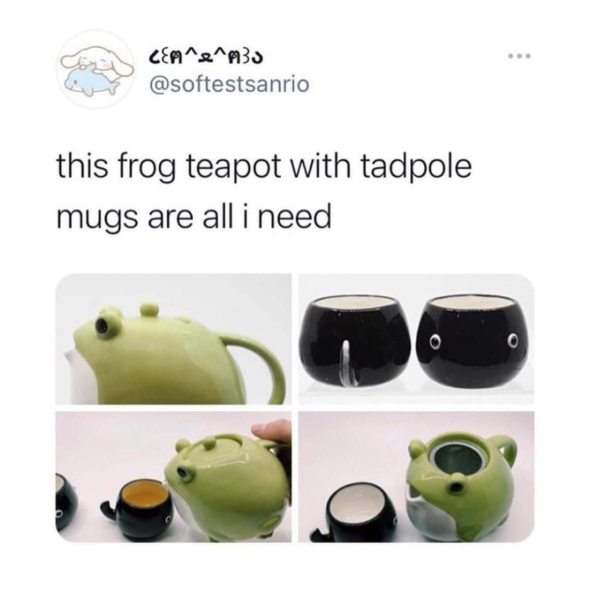 this frog teapot with tadpole mugs are all i need