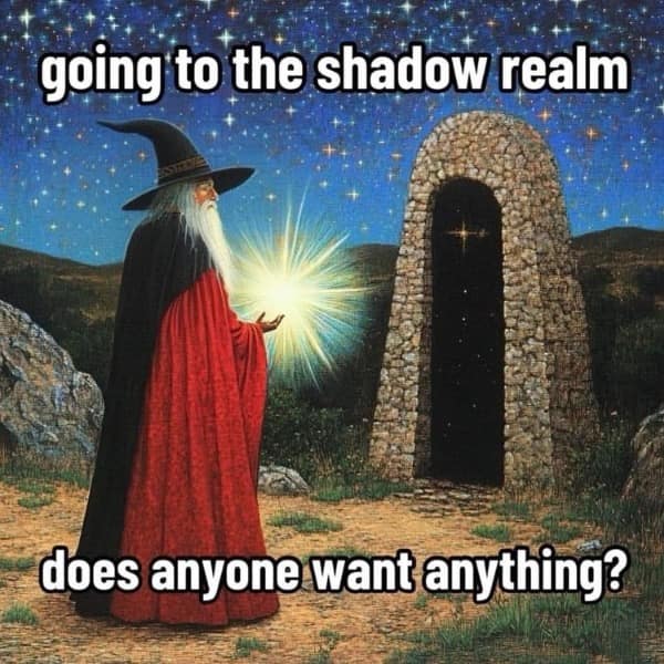 going to the shadow realm does anyone want anything?