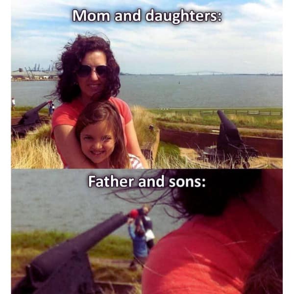 Mom and daughters: Father and sons: