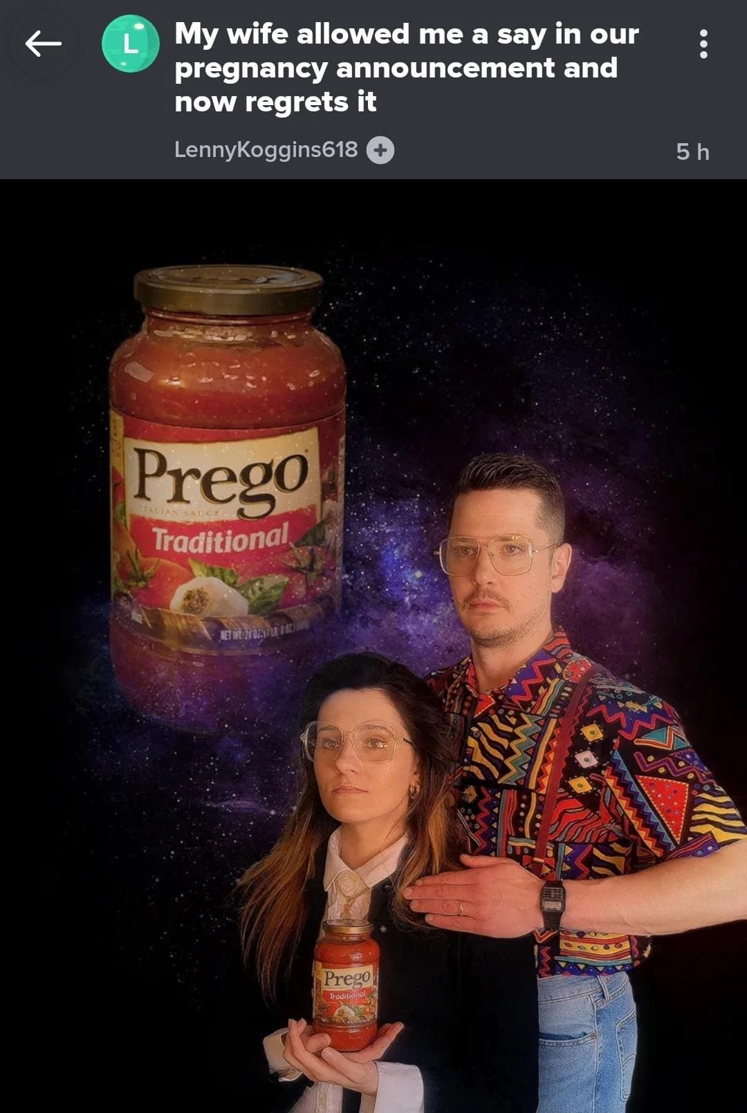 My wife allowed me a say in our pregnancy announcement and now regrets it