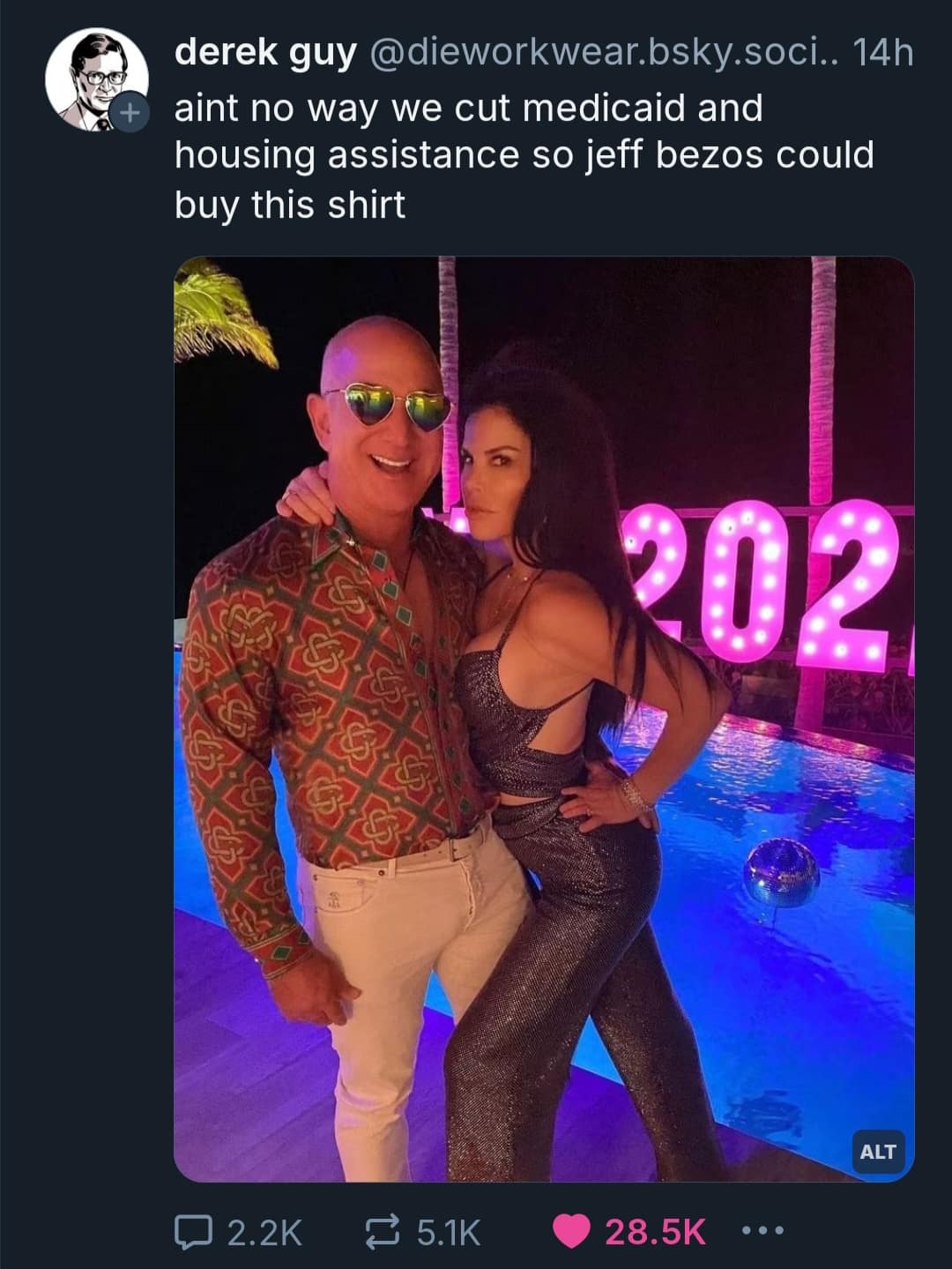 aint no way we cut medicaid and housing assistance so jeff bezos could buy this shirt