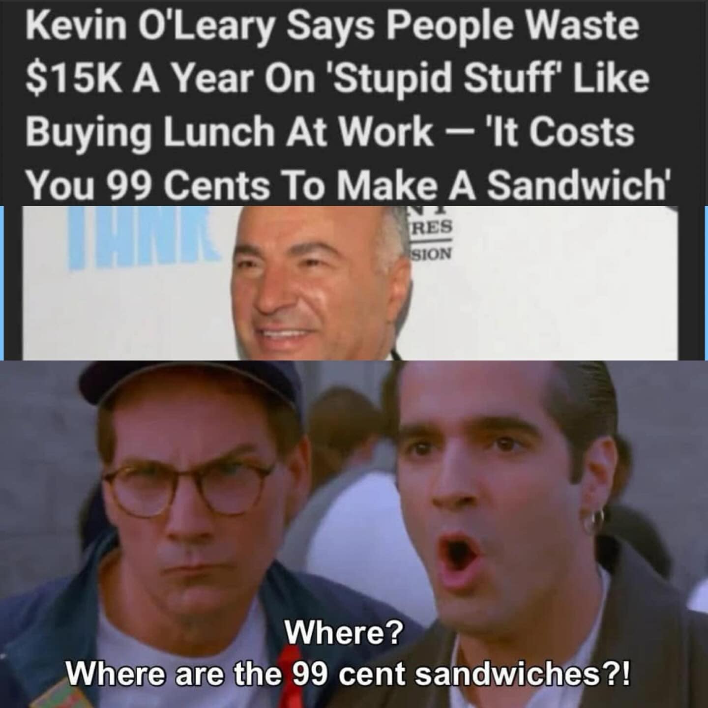 Kevin O'Leary Says People Waste $15K A Year On 'Stupid Stuff' Like Buying Lunch At Work - 'It Costs You 99 Cents To Make A Sandwich'