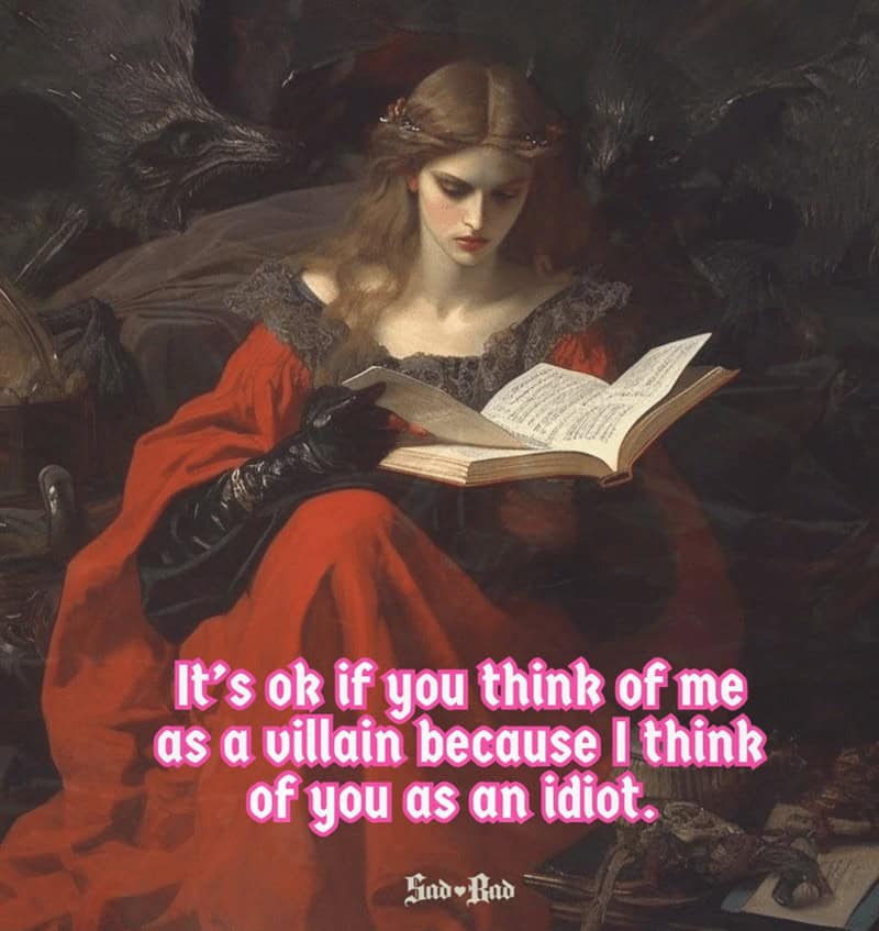 It's ok if you think of me as a villain because I think of you as an idiot.