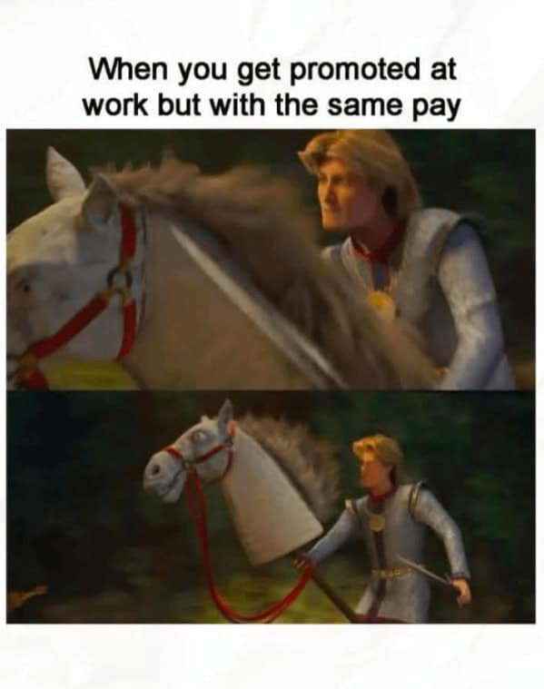 When you get promoted at work but with the same pay