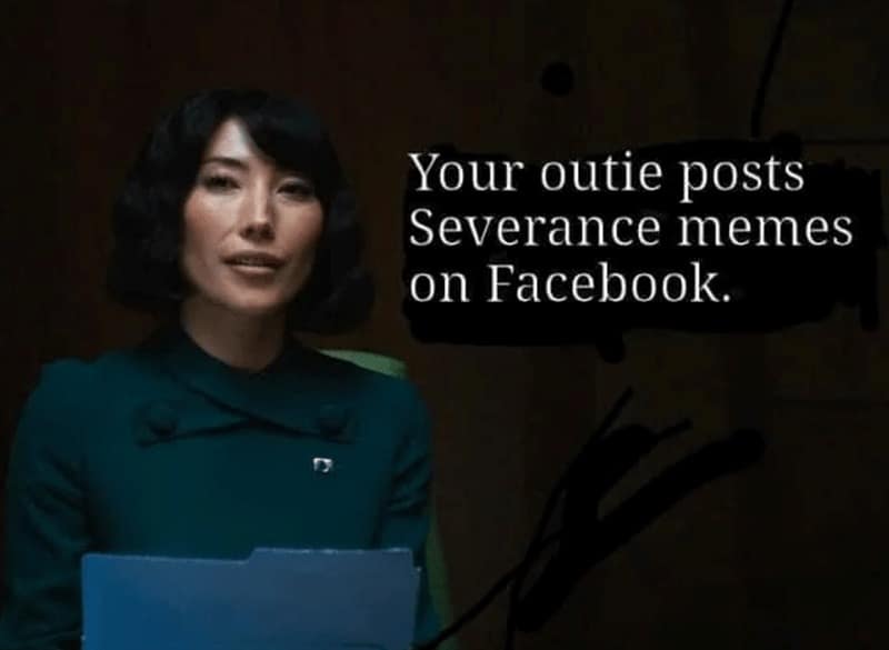 innie vs outie memes, severance memes, work-life balance memes, Severance memes, office identity memes, workplace memes, professional persona memes, work humor, corporate humor memes, dual identity memes, work personality memes