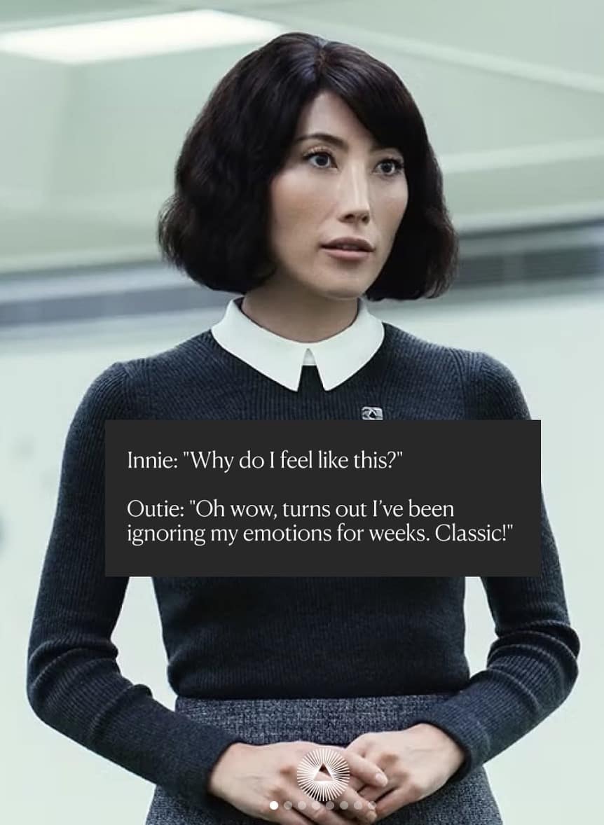 innie vs outie memes, severance memes, work-life balance memes, Severance memes, office identity memes, workplace memes, professional persona memes, work humor, corporate humor memes, dual identity memes, work personality memes