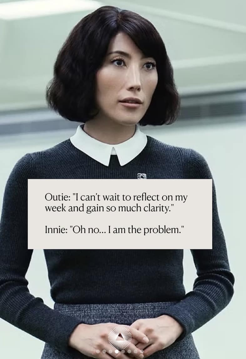 innie vs outie memes, severance memes, work-life balance memes, Severance memes, office identity memes, workplace memes, professional persona memes, work humor, corporate humor memes, dual identity memes, work personality memes