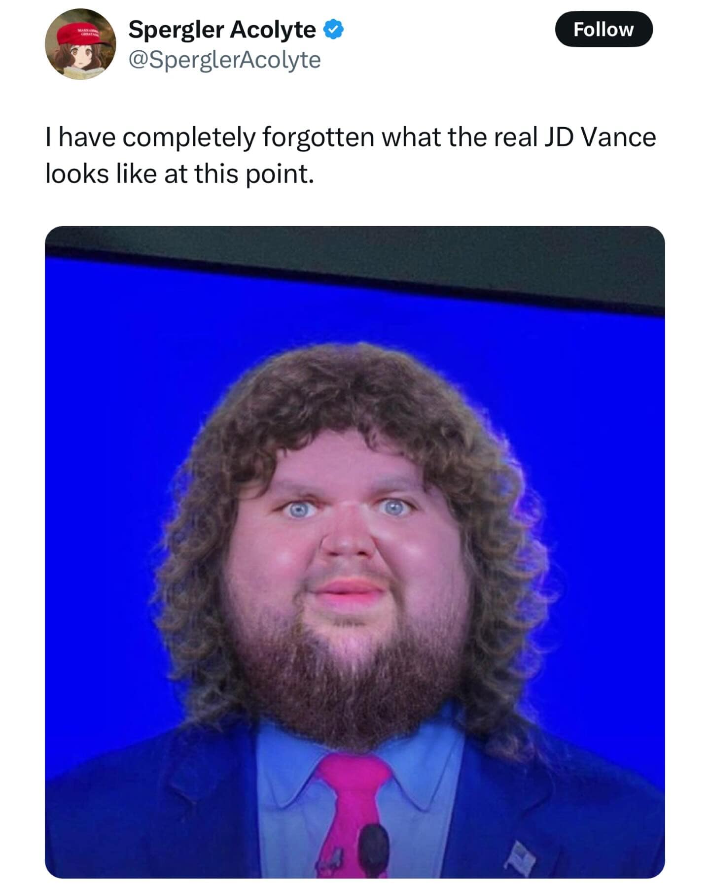 I have completely forgotten what the real JD Vance looks like at this point.