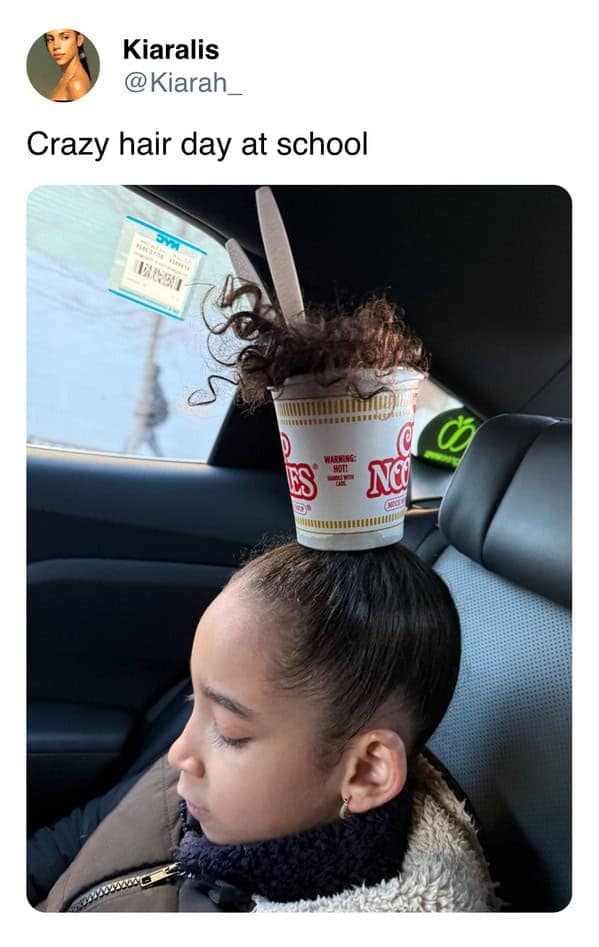Kiaralis @Kiarah_ Crazy hair day at school