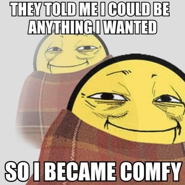THEY TOLD ME I COULD BE ANYTHING I WANTED SO I BECAME COMFY
