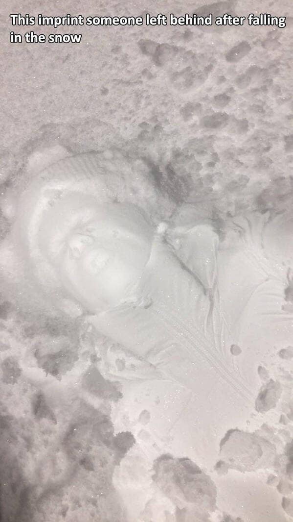 This imprint someone left behind after falling in the snow
