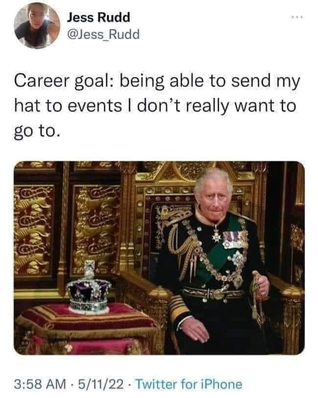 Jess Rudd @Jess_Rudd Career goal: being able to send my hat to events I don't really want to go to. 3:58 AM • 5/11/22 • Twitter for iPhone