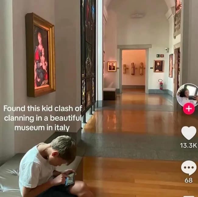 Found this kid clash of clanning in a beautiful museum in italy