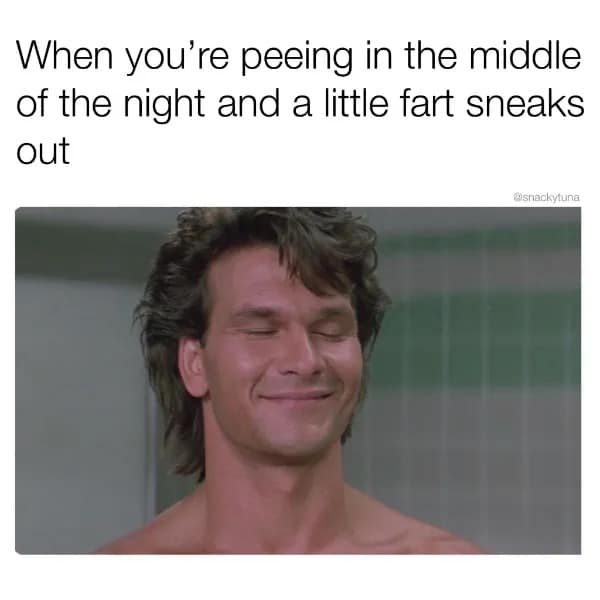 When you're peeing in the middle of the night and a little fart sneaks out @snackytuna