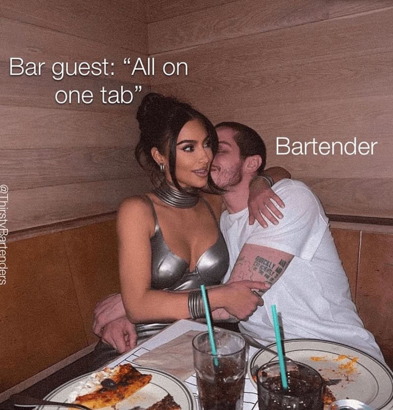 Bar guest: "All on one tab" @ThirstvBartenders Bartender