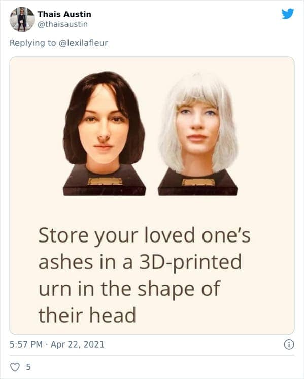 Store your loved one's ashes in a 3D-printed urn in the shape of their head