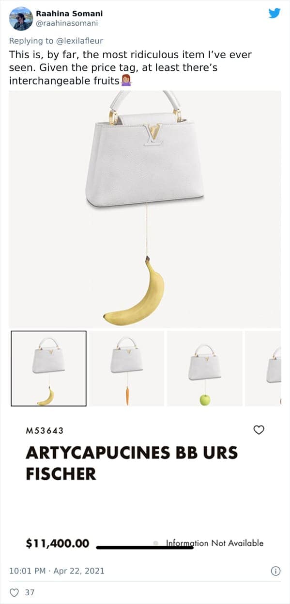 This is, by far, the most ridiculous item I've ever seen. Given the price tag, at least there's interchangeable fruits