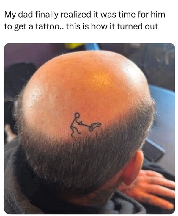 My dad finally realized it was time for him to get a tattoo.. this is how it turned out