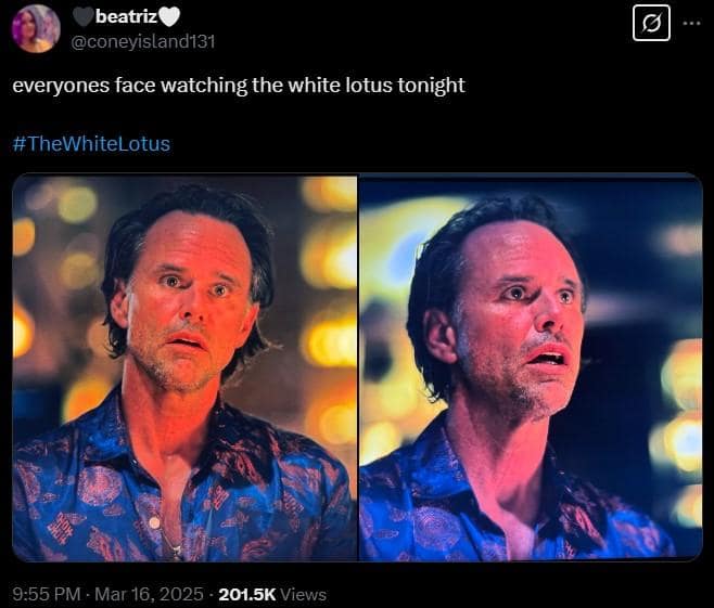walton goggins meme, walton goggins memes, White Lotus meme, reaction memes, oversharing memes, awkward moment memes, social anxiety memes, relatable reaction memes, uncomfortable reaction memes, stunned expression memes, forced politeness memes