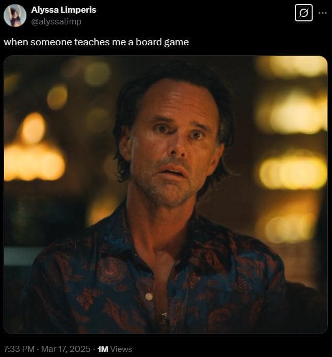 walton goggins meme, walton goggins memes, White Lotus meme, reaction memes, oversharing memes, awkward moment memes, social anxiety memes, relatable reaction memes, uncomfortable reaction memes, stunned expression memes, forced politeness memes