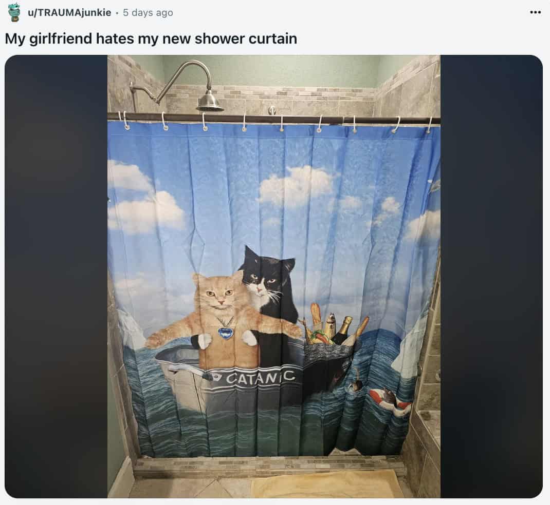 My girlfriend hates my new shower curtain