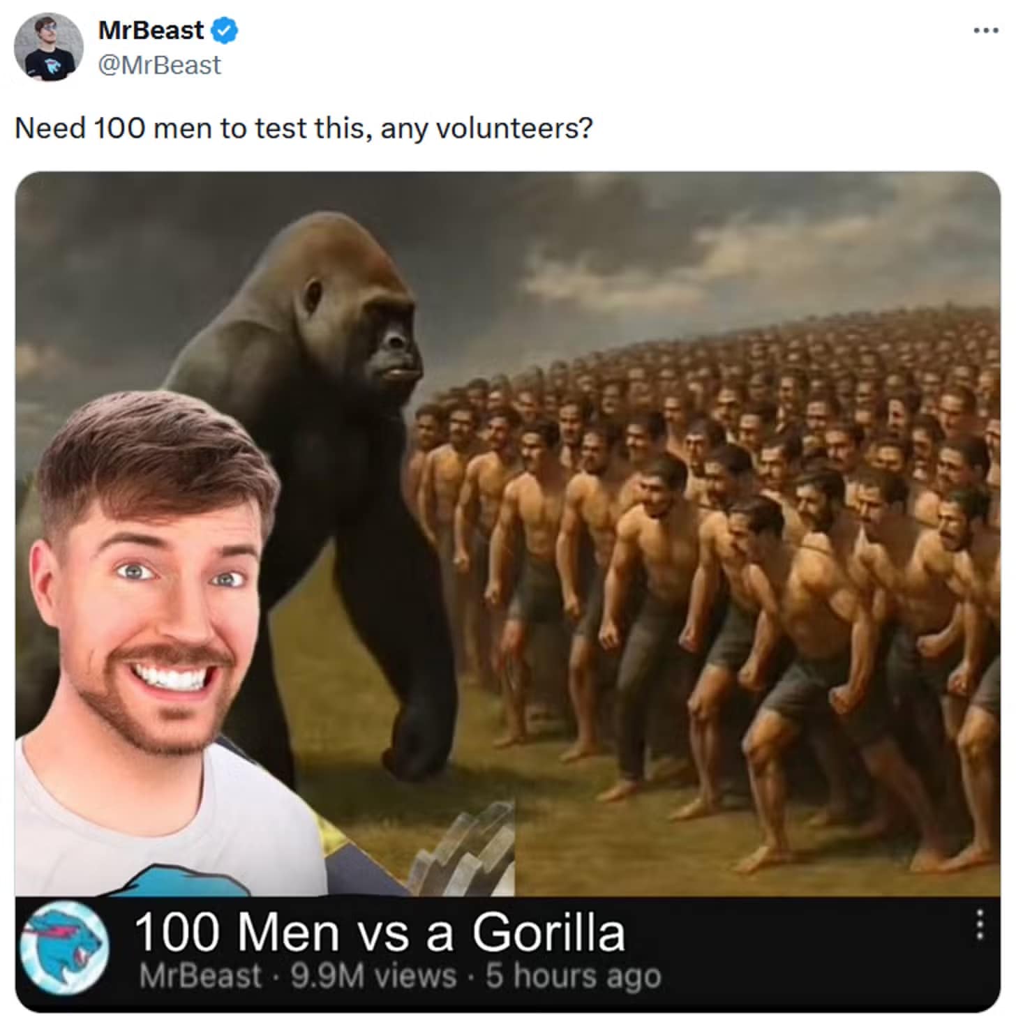 100 men vs 1 gorilla, 100 men vs 1 gorilla, internet debate memes, hypothetical fight memes, gorilla memes, fighting gorilla memes, hypothetical fight memes, imaginary battles, fantasy matchups, impossible scenario jokes