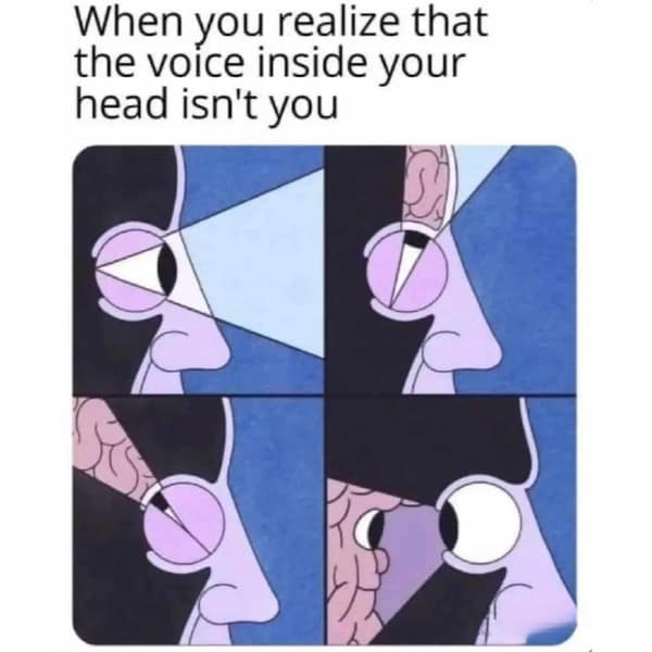 When you realize that the voice inside your head isn't you
