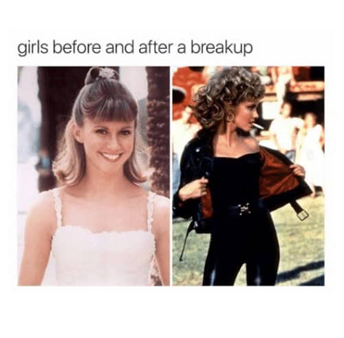 girls before and after a breakup