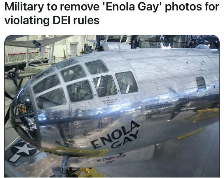 Military to remove 'Enola Gay' photos for violating DEl rules