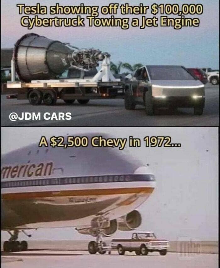 Tesla showing off their $100,000 Cybertruck Towing a Jet Engine