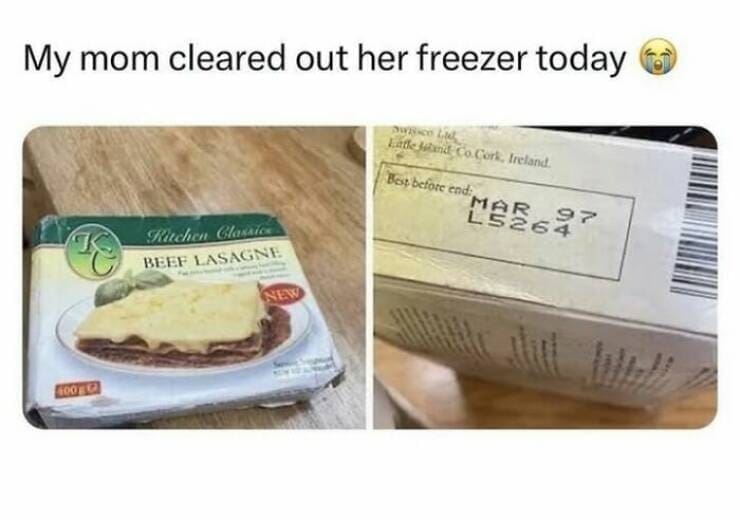 My mom cleared out her freezer today
