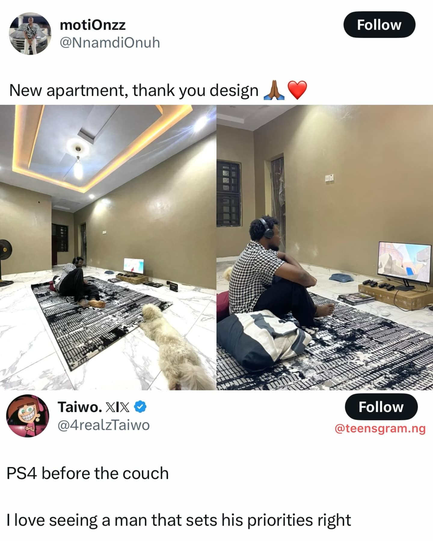 PS4 before the couch I love seeing a man that sets his priorities right