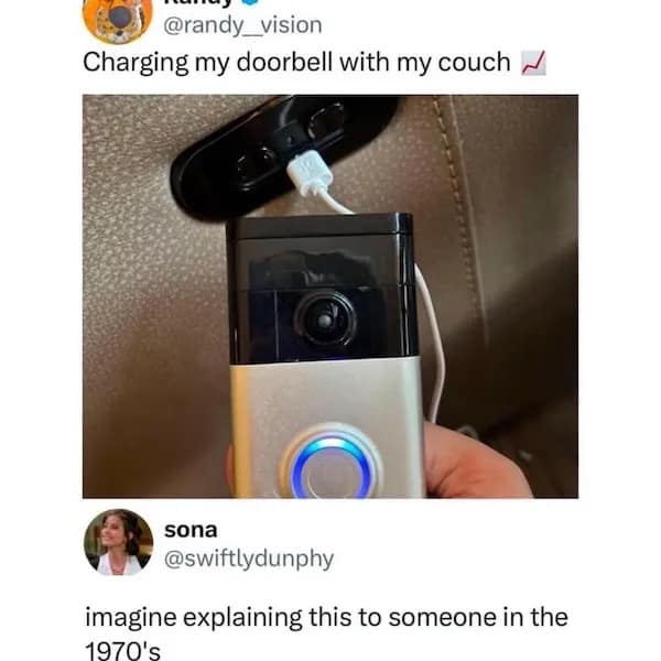 Charging my doorbell with my couch,
