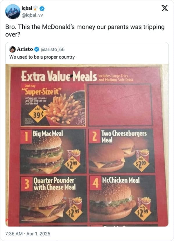 Bro. This the McDonald's money our parents was tripping over?