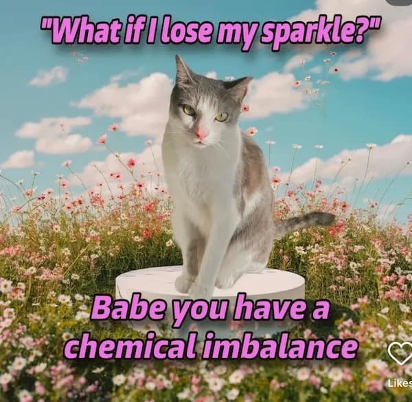 "What fil lose my sparkle?" Babe you have a chemical imbalance