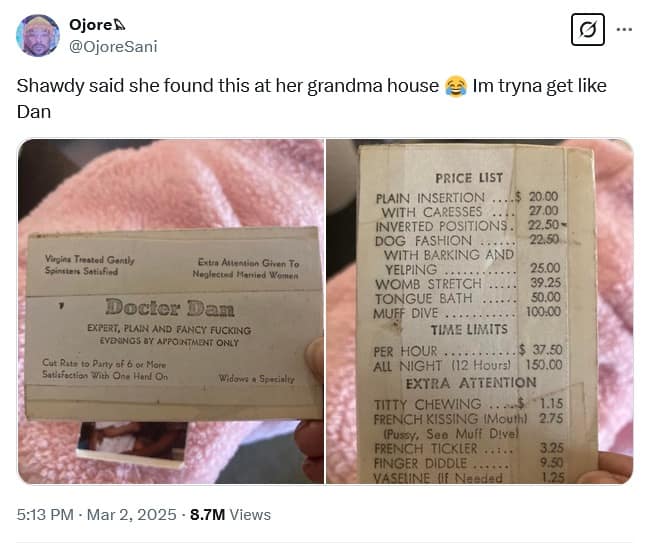 Shawdy said she found this at her grandma house fe Im tryna get like Dan