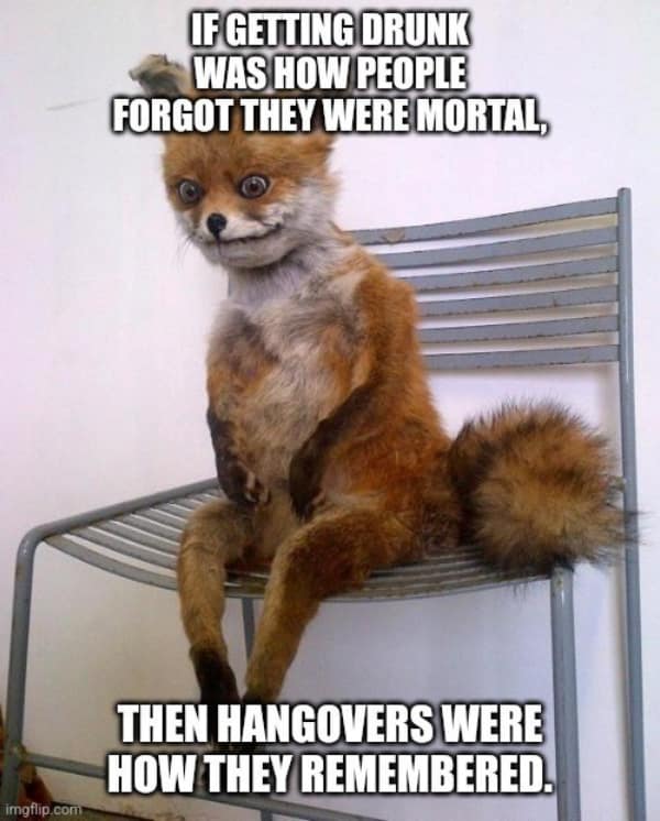 IF GETTING DRUNK WAS HOW PEOPLE FORGOT THEY WERE MORTAL, THEN HANGOVERS WERE imgflip.com HOW THEY REMEMBERED.