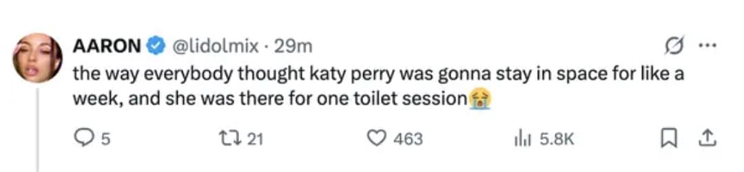 katy perry space memes, blue origin memes, celebrity memes, space travel memes, Jeff Bezos memes, famous people humor, star memes, celebrity jokes, astronaut jokes, rocket humor, space adventure memes, billionaire humor, Amazon founder memes, rich people satire, katy perry in space, katy perry space travel, gayle in space