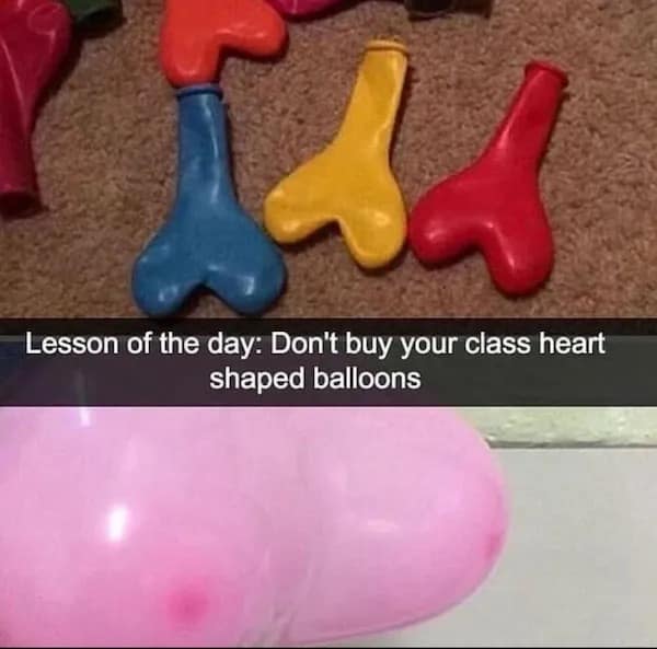 Lesson of the day: Don't buy your class heart shaped balloons