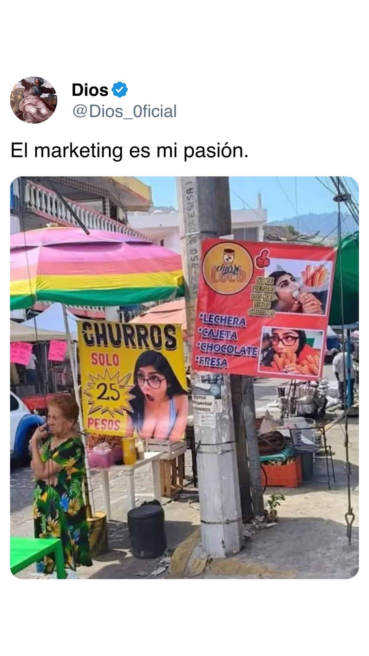 Dios O @ Dios Oficial El marketing es mi pasión. 09 ESISA I CHURROS SOLO 25 PESOS LECHERA 'CAJETA 'CHOCOLAT! 'ERESA