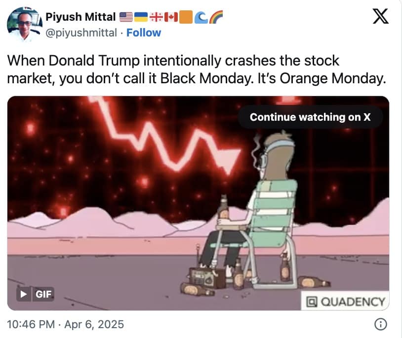 orange monday memes, finance memes, wall street humor, market crash jokes, trade war jokes, tariff humor, trump economics memes, market crash memes, recession humor, economic crash jokes, bear market memes