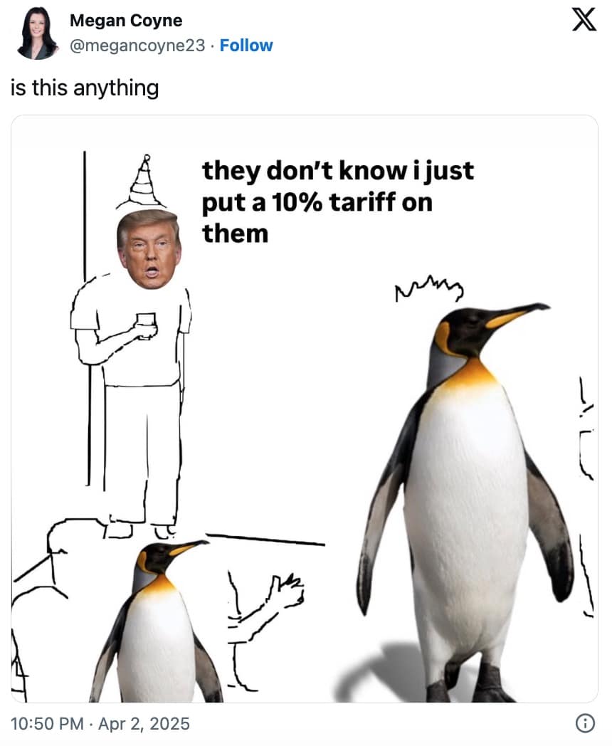penguin tariff memes, trump tariff memes, funny tariff memes, Trump economic policy memes, penguin memes, trade war humor, customs comedy, economic jokes, Trump finance satire, tariff jokes, political economy memes