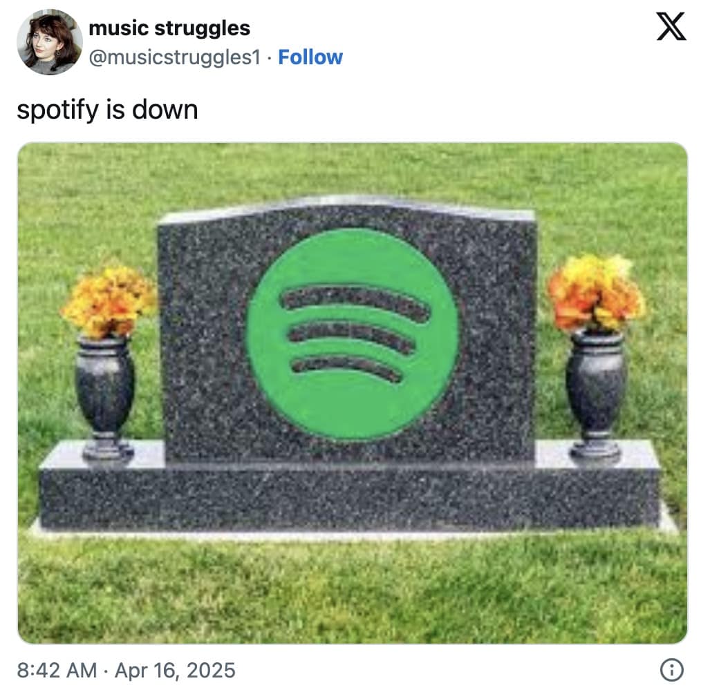 spotify crash memes, spotify outage memes, spotify down memes, music app memes, app crash memes, streaming memes, playlist humor, music streaming jokes, song app memes, software outage jokes, app downtime humor, tech fail memes, online music humor, subscription service jokes, playlist disaster memes, spotify outage