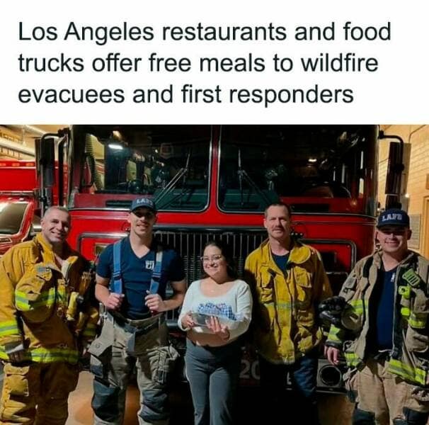 Los Angeles restaurants and food trucks offer free meals to wildfire evacuees and first responders