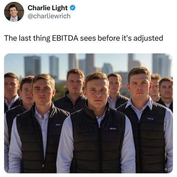 The last thing EBITDA sees before it's adjusted
