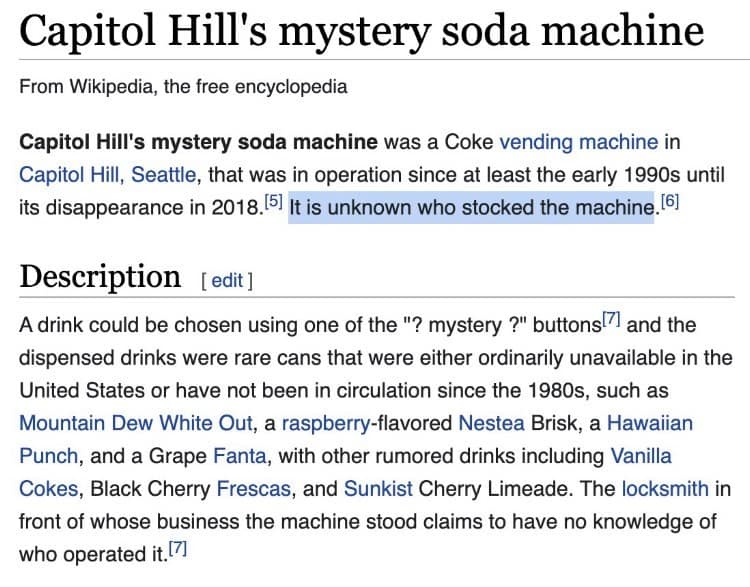 Capitol Hill's mystery soda machine