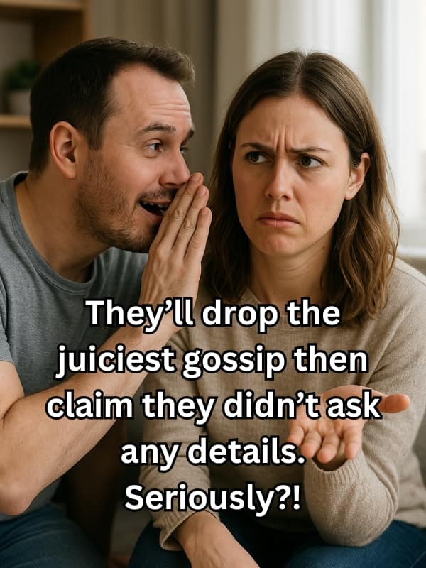 They'll drop the juiciest gossip then claim they didn't ask any details. Seriously?!
