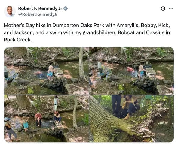rfk jr sewage memes, rfk jr swimming memes, rfk jr memes, robert f kennedy jr memes, kennedy jr jokes, swimming in sewage memes, toxic water memes, polluted creek jokes, public health memes, health secretary jokes, anti vax memes