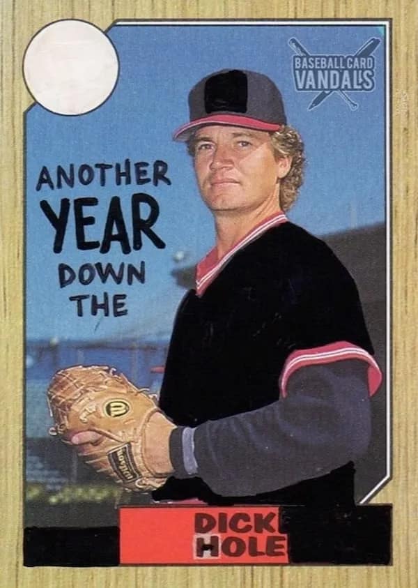 baseball card vandals, vandalized baseball cards, baseball memes, sports memes, funny baseball cards, trading card humor, baseball card jokes, defaced cards, card collecting memes, baseball humor, sports card memes, funny sports memes, baseball card collection, hobby memes, doodle memes, baseball comedy, card collector jokes, MLB memes, trading cards humor, baseball card dump
